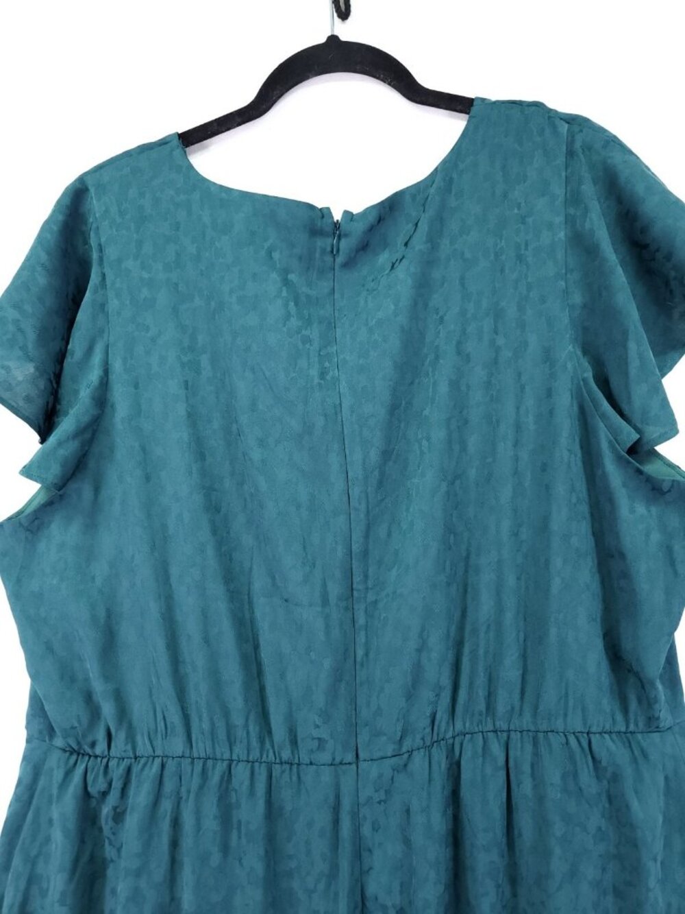 Lane Bryant Women's Green Jacquard Flutter Sleeve Ruffle Midi Dress Plus Size 20 - Picture 9 of 15